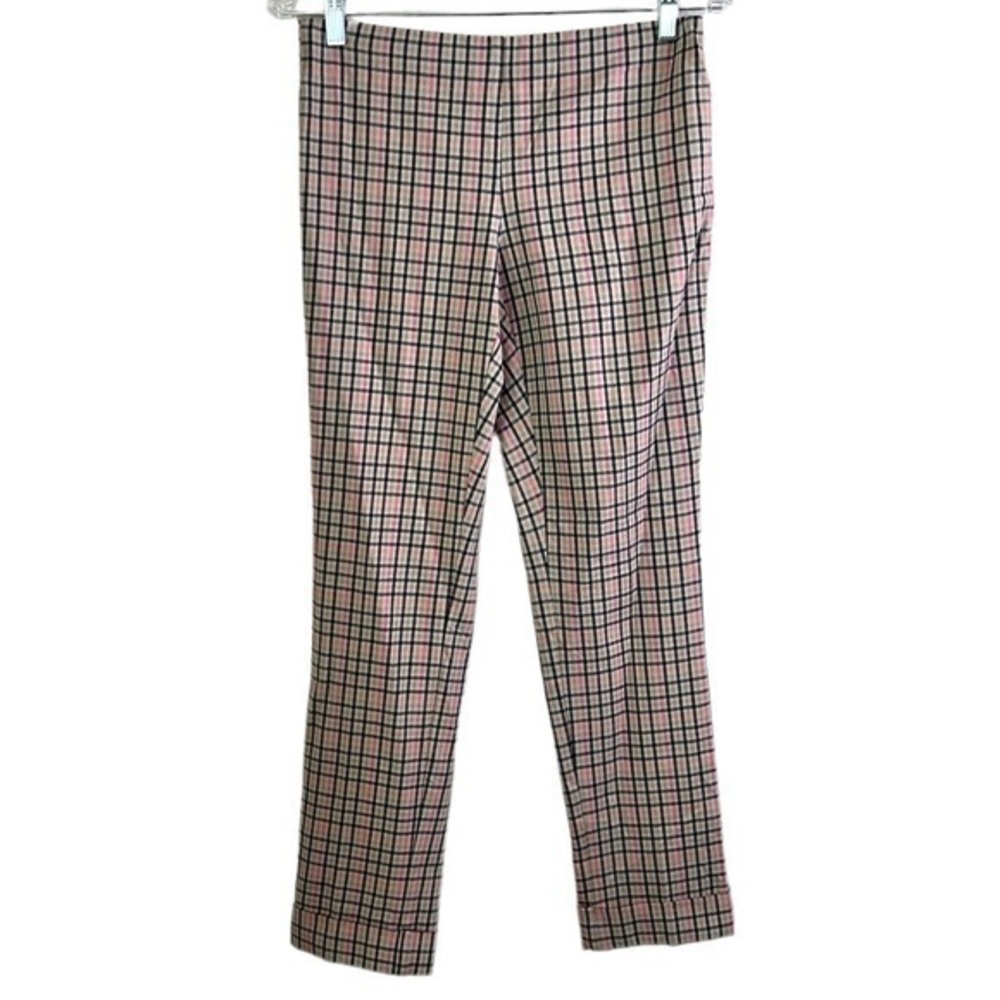 J.Jill Premium Bi Stretch Slip On Plaid Pants Camel Multi Size 4 NWT